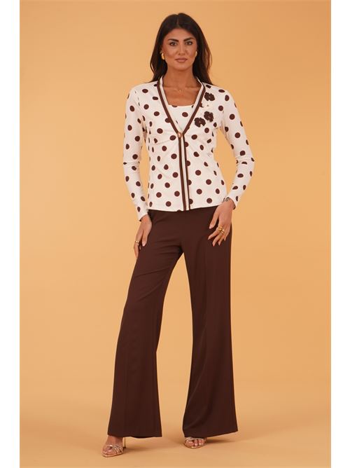 Cardigan pois in viscosa elastica GM by Gai Mattiolo | GM3704BURRO/MORO